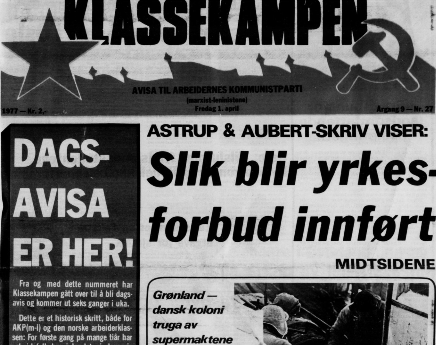 Klassekampen 1. april 1977