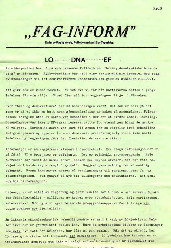 Faginform nr. 3, 1972