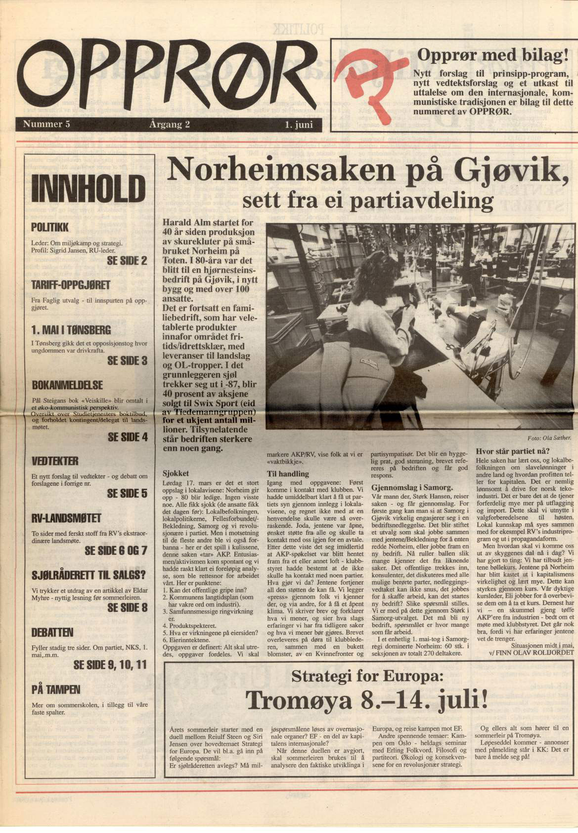 Forside Opprør nr. , 1990